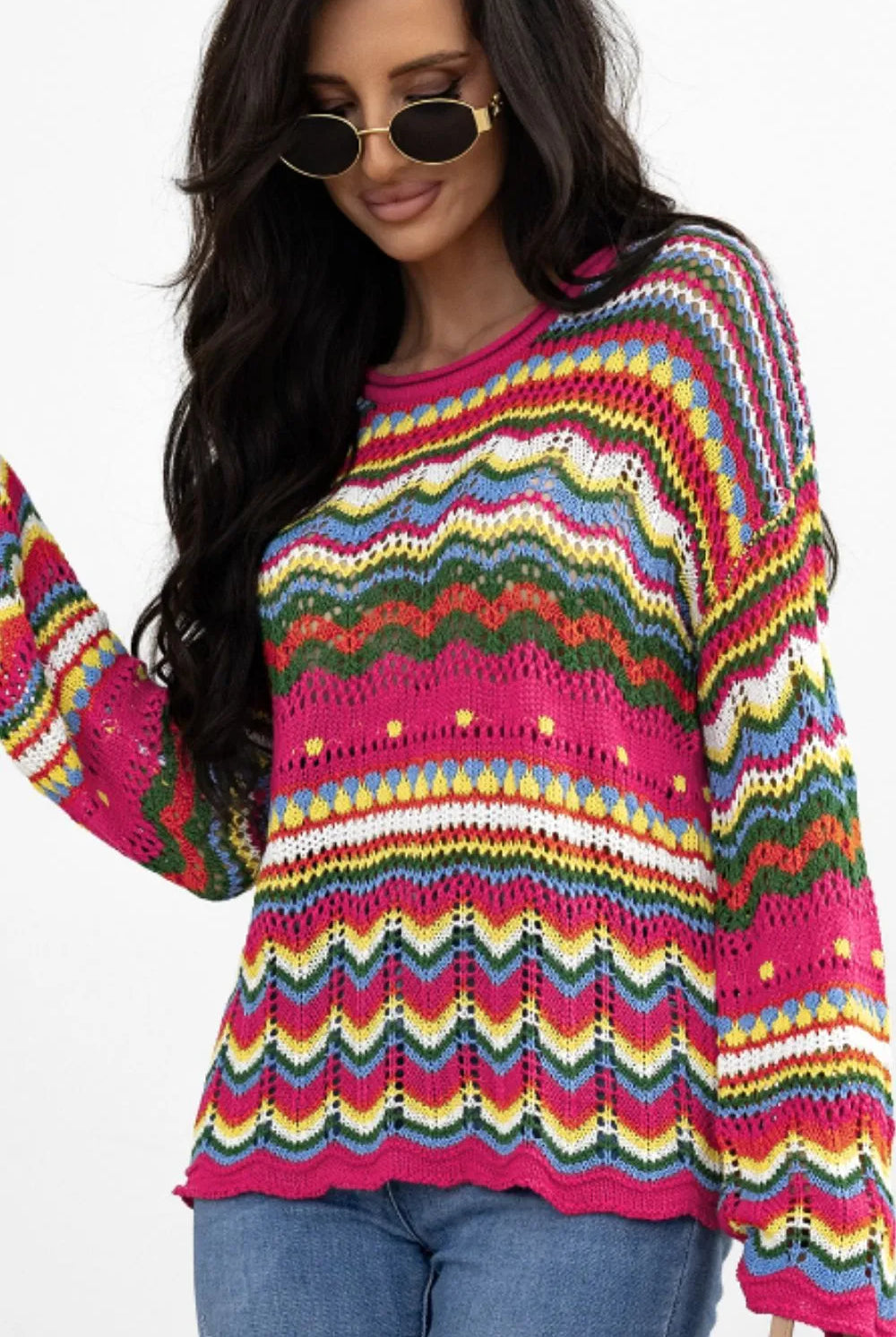 Sunburst Stitches Knit Sweater-Sweaters-Krush Kandy, Women's Online Fashion Boutique Located in Phoenix, Arizona (Scottsdale Area)