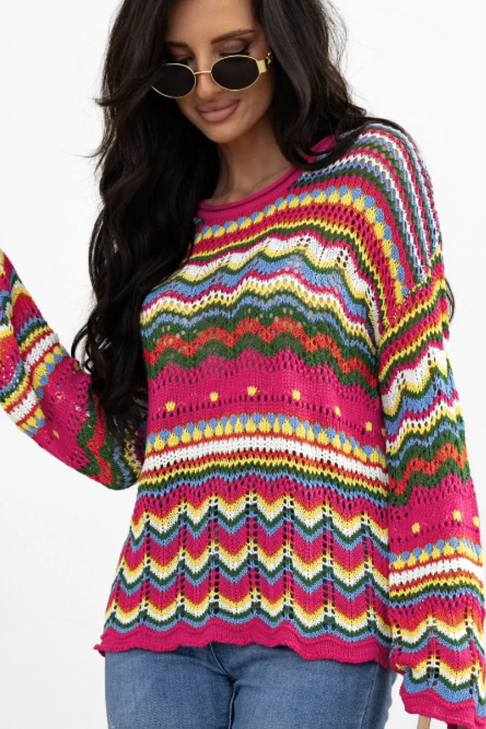 Sunburst Stitches Knit Sweater-Sweaters-Krush Kandy, Women's Online Fashion Boutique Located in Phoenix, Arizona (Scottsdale Area)