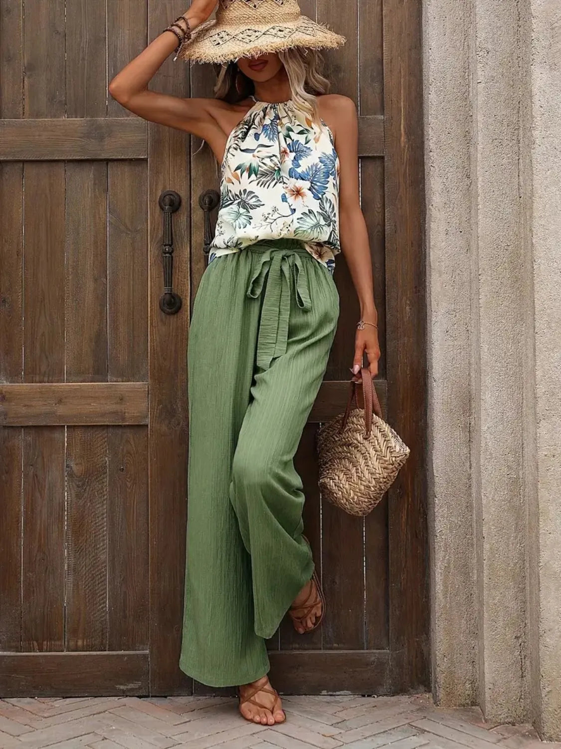 Printed Tank Top and Wide Leg Pants Set-Tops-Krush Kandy, Women's Online Fashion Boutique Located in Phoenix, Arizona (Scottsdale Area)