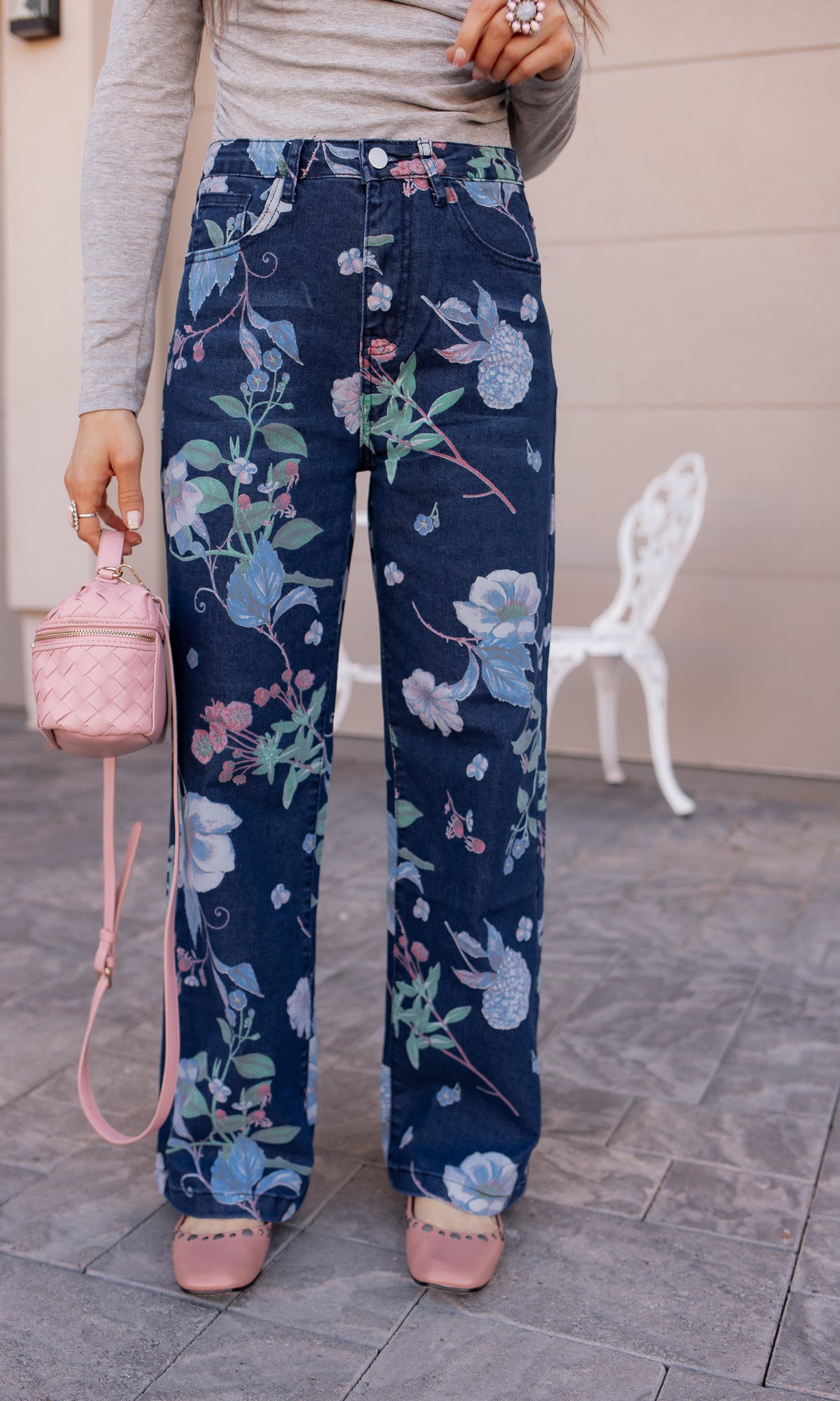 Dreamy Floral Wide Leg Denim Pants-Denim-Krush Kandy, Women's Online Fashion Boutique Located in Phoenix, Arizona (Scottsdale Area)