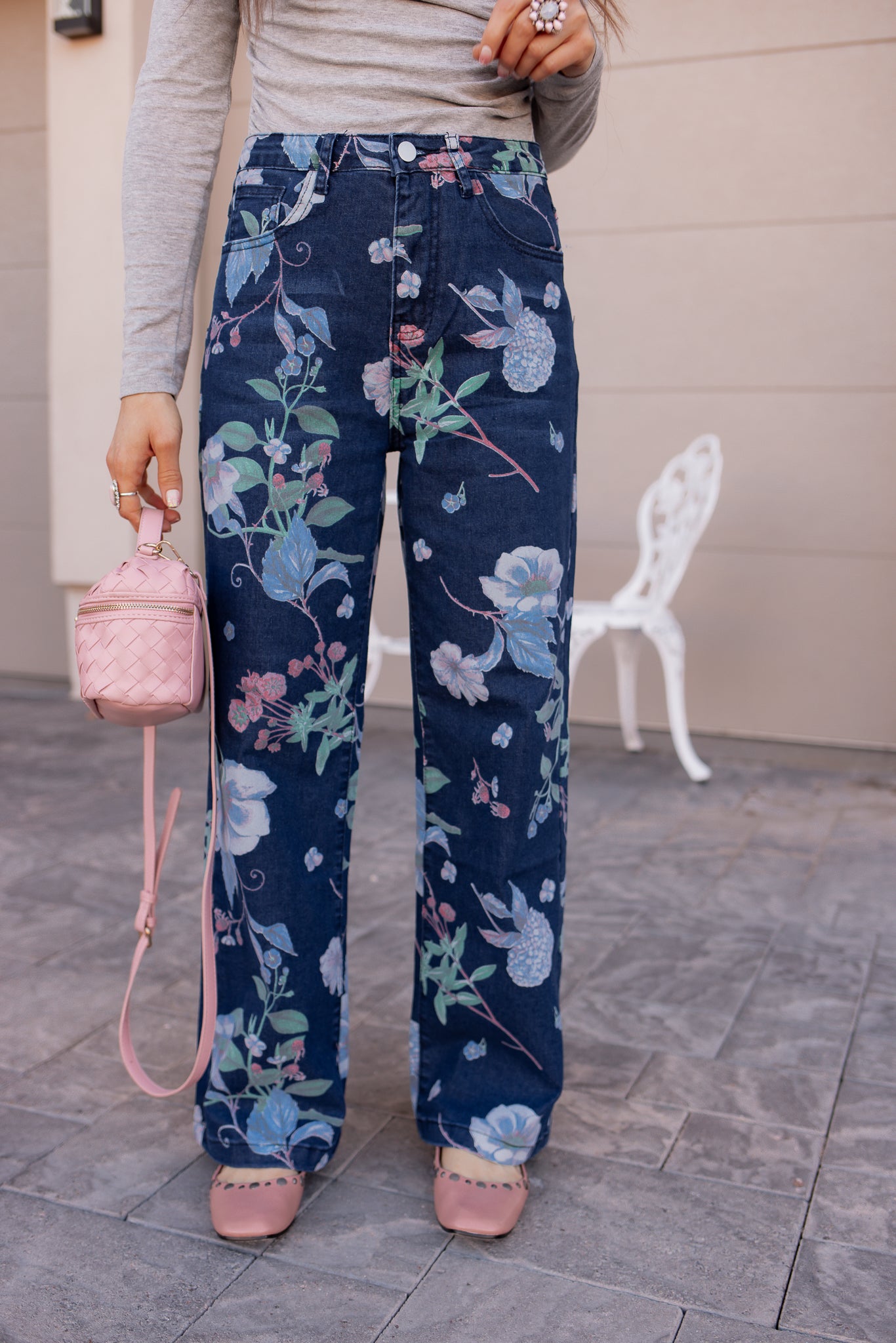 Dreamy Floral Wide Leg Denim Pants-Denim-Krush Kandy, Women's Online Fashion Boutique Located in Phoenix, Arizona (Scottsdale Area)