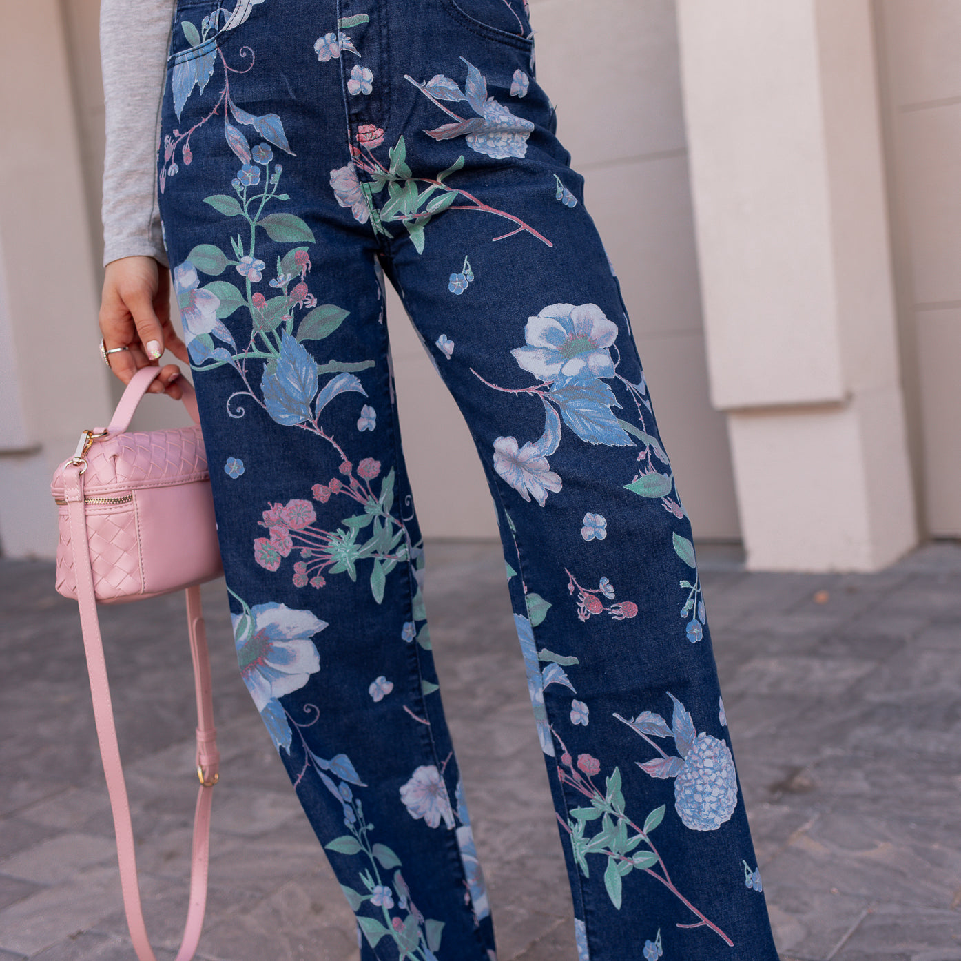 Dreamy Floral Wide Leg Denim Pants-Denim-Krush Kandy, Women's Online Fashion Boutique Located in Phoenix, Arizona (Scottsdale Area)