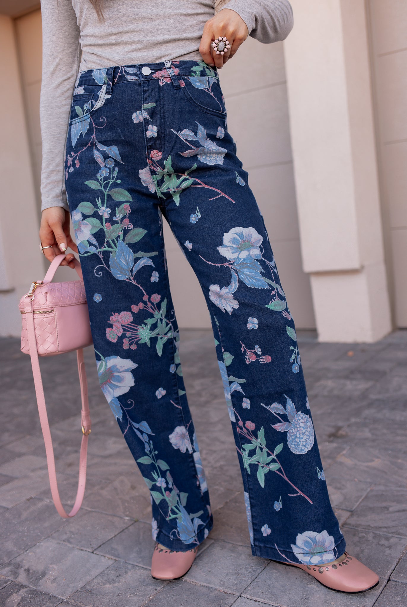 Dreamy Floral Wide Leg Denim Pants-Denim-Krush Kandy, Women's Online Fashion Boutique Located in Phoenix, Arizona (Scottsdale Area)