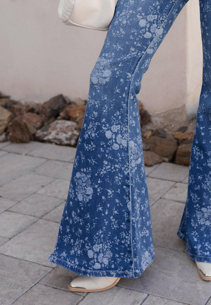 Kancan High-Rise Floral Flare Jeans-Denim-Krush Kandy, Women's Online Fashion Boutique Located in Phoenix, Arizona (Scottsdale Area)