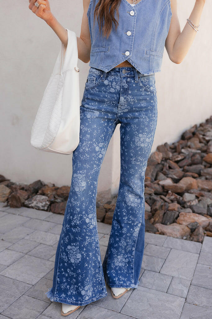 Kancan High-Rise Floral Flare Jeans-Denim-Krush Kandy, Women's Online Fashion Boutique Located in Phoenix, Arizona (Scottsdale Area)