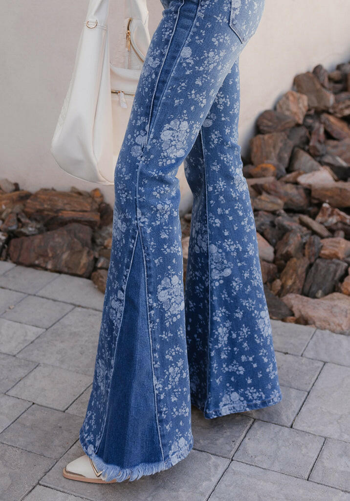 Kancan High-Rise Floral Flare Jeans-Denim-Krush Kandy, Women's Online Fashion Boutique Located in Phoenix, Arizona (Scottsdale Area)