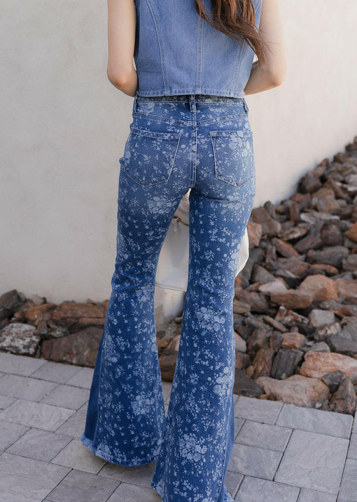 Kancan High-Rise Floral Flare Jeans-Denim-Krush Kandy, Women's Online Fashion Boutique Located in Phoenix, Arizona (Scottsdale Area)