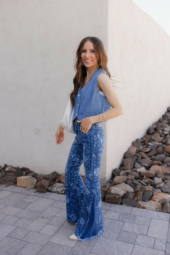Kancan High-Rise Floral Flare Jeans-Denim-Krush Kandy, Women's Online Fashion Boutique Located in Phoenix, Arizona (Scottsdale Area)