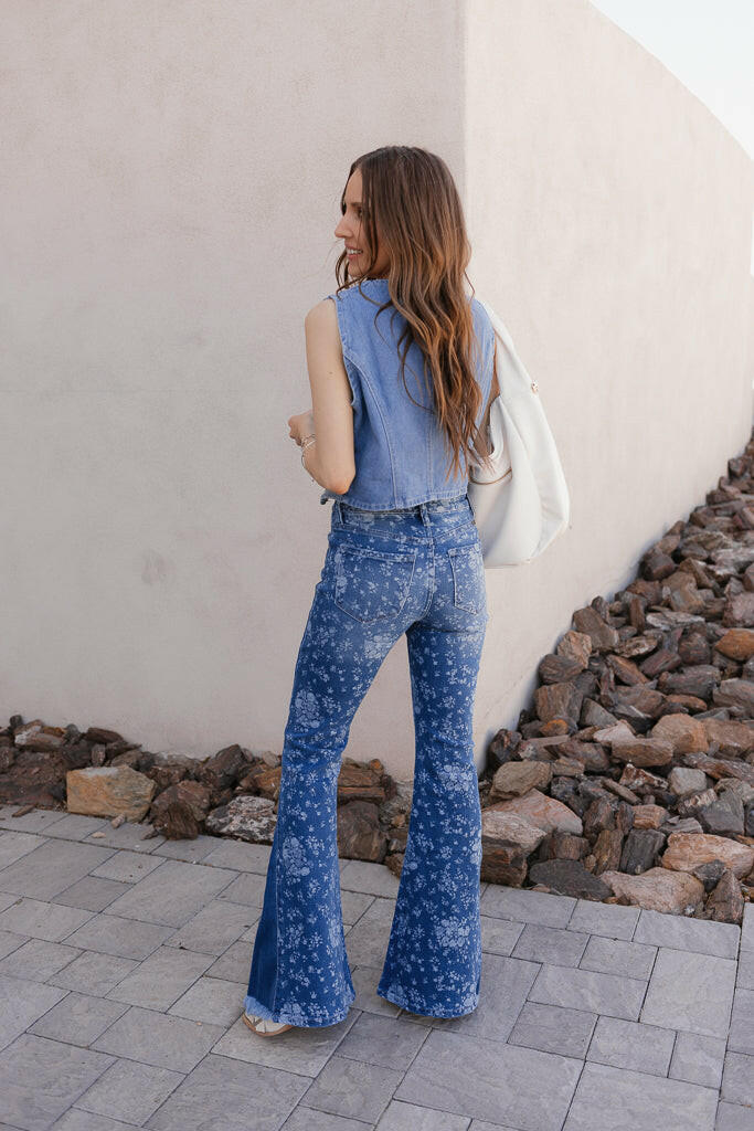 Kancan High-Rise Floral Flare Jeans-Denim-Krush Kandy, Women's Online Fashion Boutique Located in Phoenix, Arizona (Scottsdale Area)