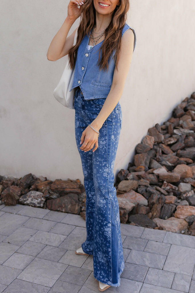 Kancan High-Rise Floral Flare Jeans-Denim-Krush Kandy, Women's Online Fashion Boutique Located in Phoenix, Arizona (Scottsdale Area)