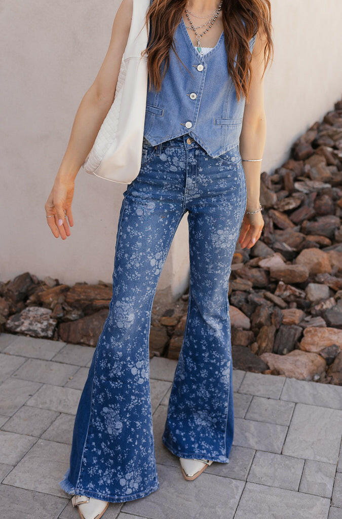 Kancan High-Rise Floral Flare Jeans-Denim-Krush Kandy, Women's Online Fashion Boutique Located in Phoenix, Arizona (Scottsdale Area)