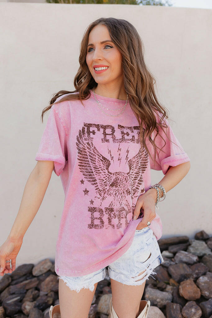 Free Bird Eagle Vintage Graphic Boyfriend-Graphic Tees-Krush Kandy, Women's Online Fashion Boutique Located in Phoenix, Arizona (Scottsdale Area)