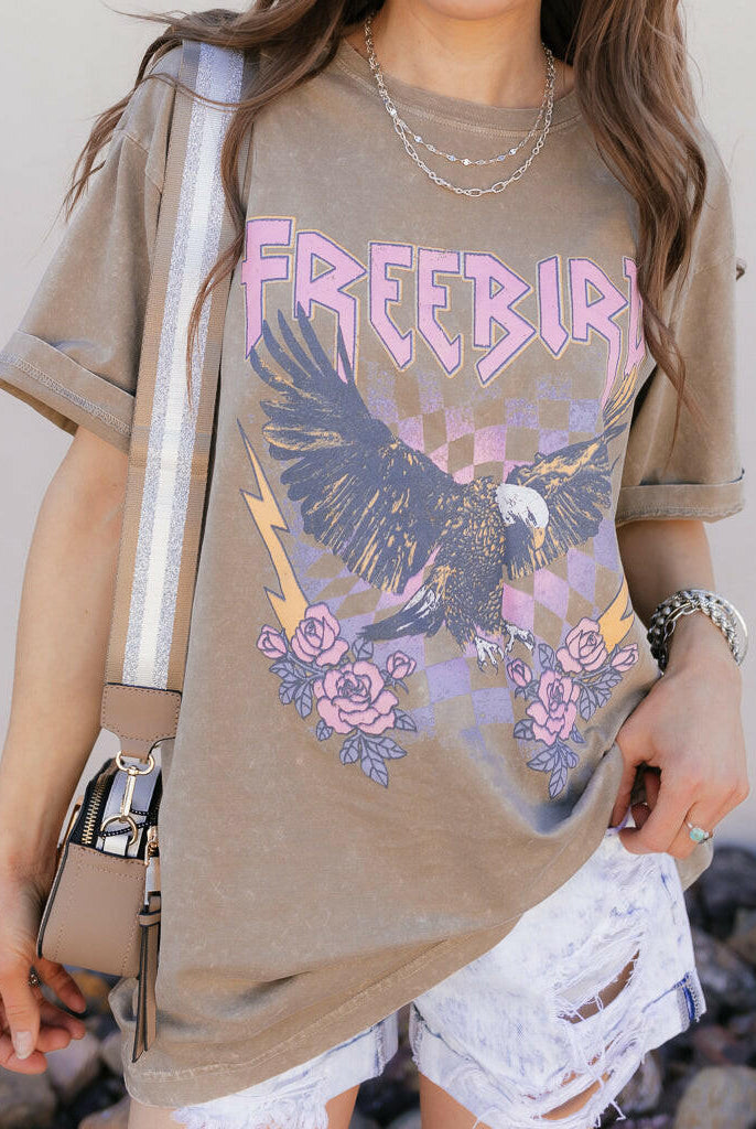 Free Bird Vintage Graphic Boyfriend Fit Tee-Graphic Tees-Krush Kandy, Women's Online Fashion Boutique Located in Phoenix, Arizona (Scottsdale Area)