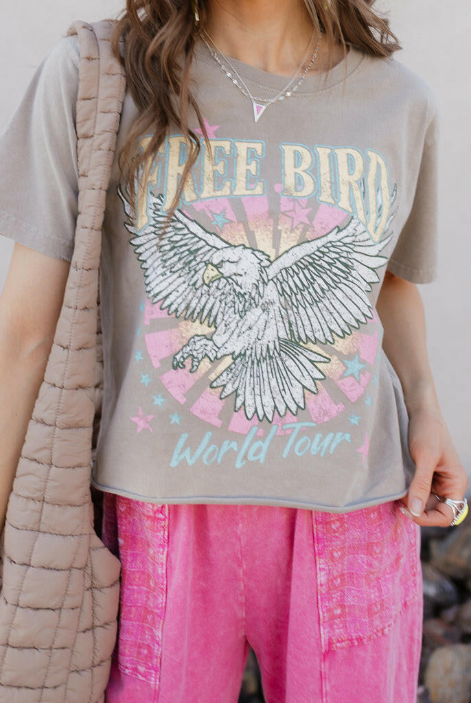 Free Bird World Tour Graphic Tee | MADE TO ORDER-Graphic Tees-Krush Kandy, Women's Online Fashion Boutique Located in Phoenix, Arizona (Scottsdale Area)