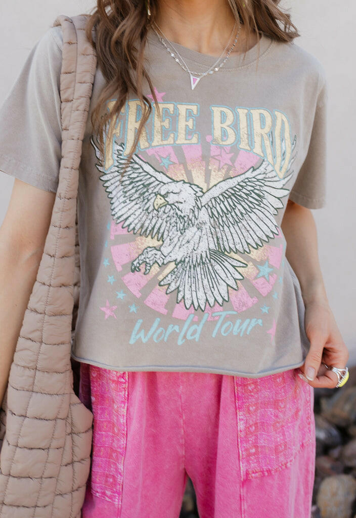 Free Bird World Tour Graphic Tee | MADE TO ORDER-Graphic Tees-Krush Kandy, Women's Online Fashion Boutique Located in Phoenix, Arizona (Scottsdale Area)