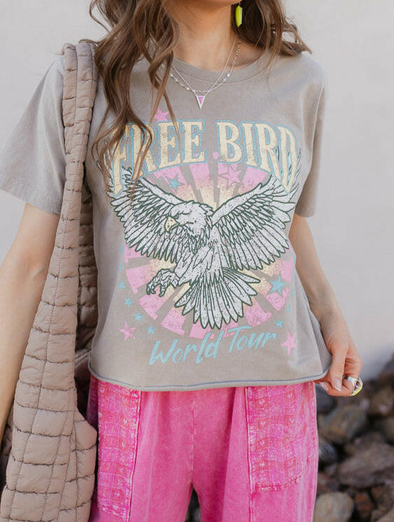Free Bird World Tour Graphic Tee | MADE TO ORDER-Graphic Tees-Krush Kandy, Women's Online Fashion Boutique Located in Phoenix, Arizona (Scottsdale Area)