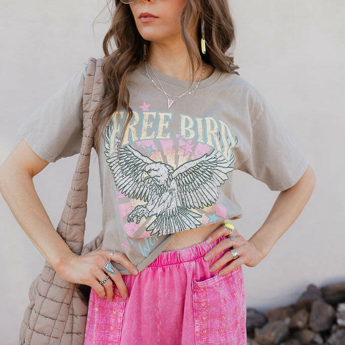 Free Bird World Tour Graphic Tee | MADE TO ORDER-Graphic Tees-Krush Kandy, Women's Online Fashion Boutique Located in Phoenix, Arizona (Scottsdale Area)