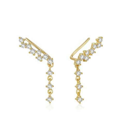 Sterling Silver Cubic Zirconia Tassel Dainty Drop Earrings-Earrings-Krush Kandy, Women's Online Fashion Boutique Located in Phoenix, Arizona (Scottsdale Area)