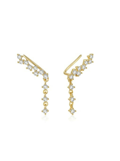 Sterling Silver Cubic Zirconia Tassel Dainty Drop Earrings-Earrings-Krush Kandy, Women's Online Fashion Boutique Located in Phoenix, Arizona (Scottsdale Area)