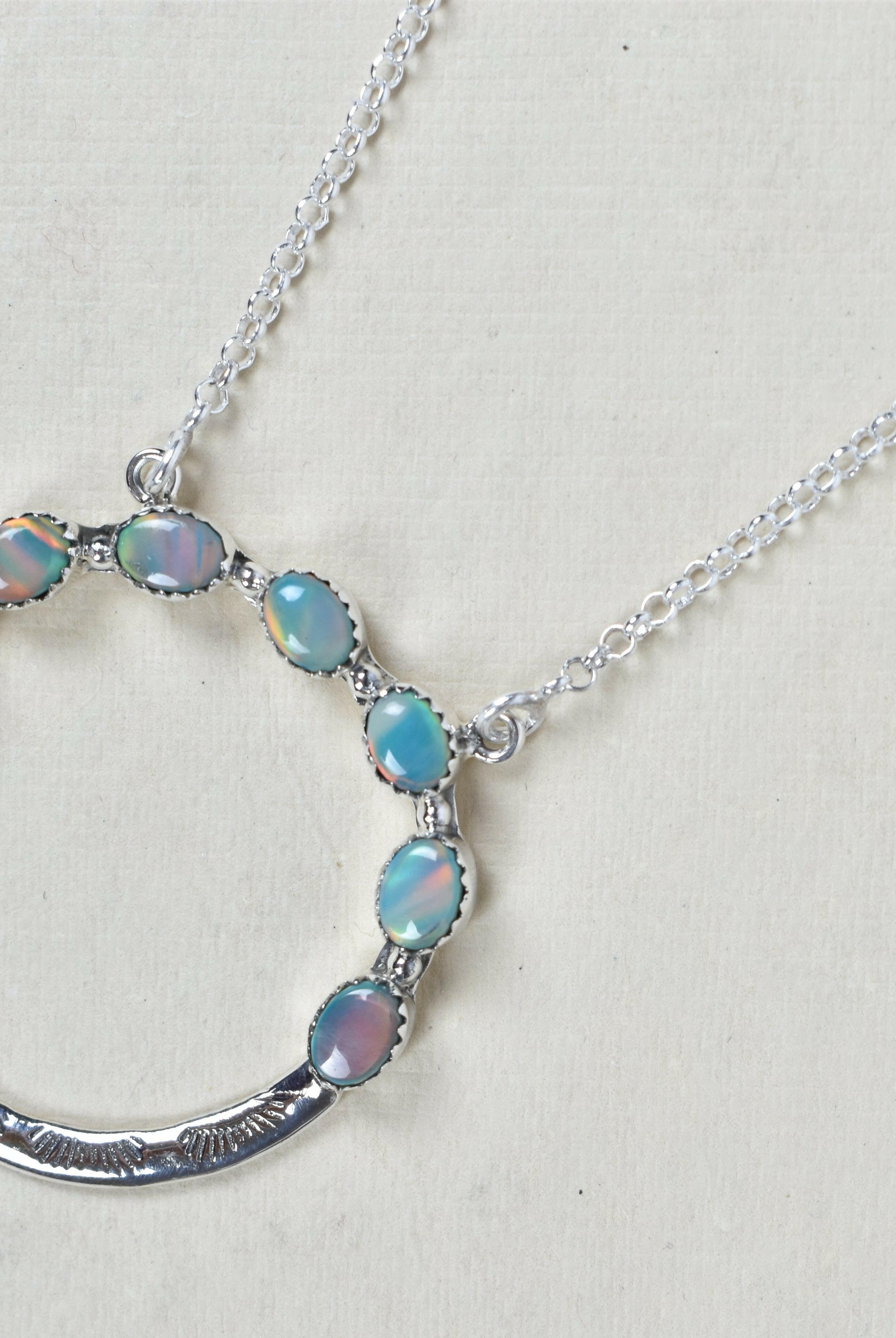 Luna's Crescent Gemstone Necklace-Pendant Necklaces-Krush Kandy, Women's Online Fashion Boutique Located in Phoenix, Arizona (Scottsdale Area)