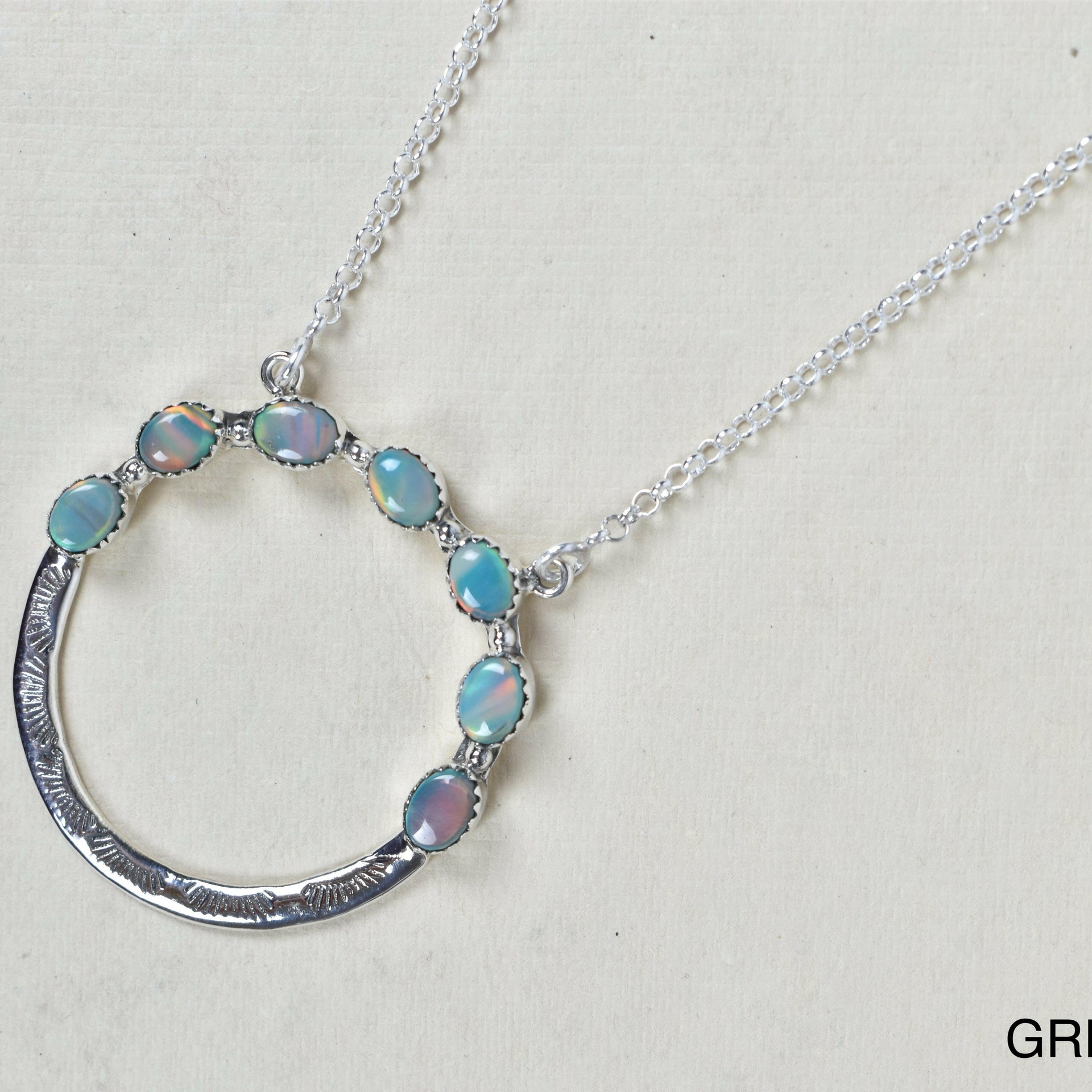 Luna's Crescent Gemstone Necklace-Pendant Necklaces-Krush Kandy, Women's Online Fashion Boutique Located in Phoenix, Arizona (Scottsdale Area)