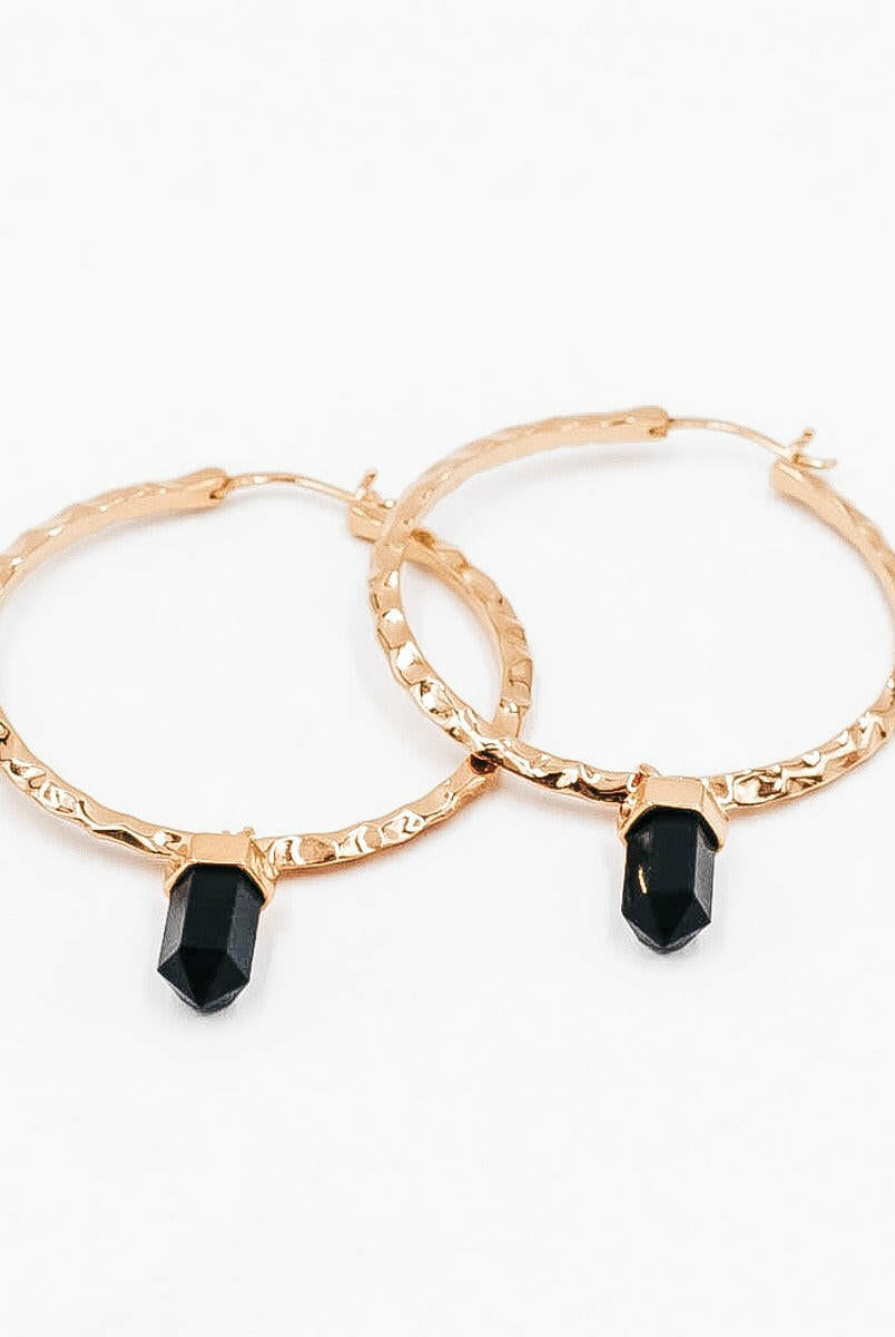 Krush Kouture: Hammered Hoop Earrings with Charm-Hoop Earrings-Krush Kandy, Women's Online Fashion Boutique Located in Phoenix, Arizona (Scottsdale Area)