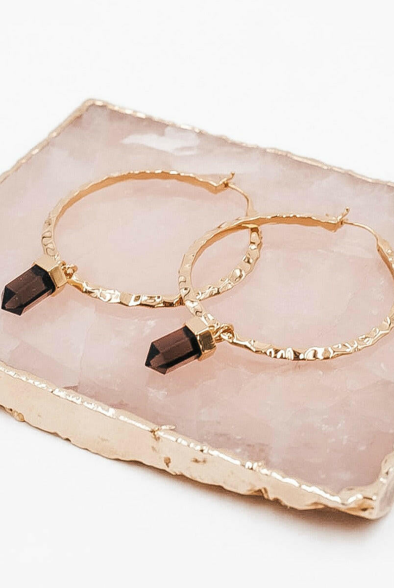 Krush Kouture: Hammered Hoop Earrings with Charm-Hoop Earrings-Krush Kandy, Women's Online Fashion Boutique Located in Phoenix, Arizona (Scottsdale Area)