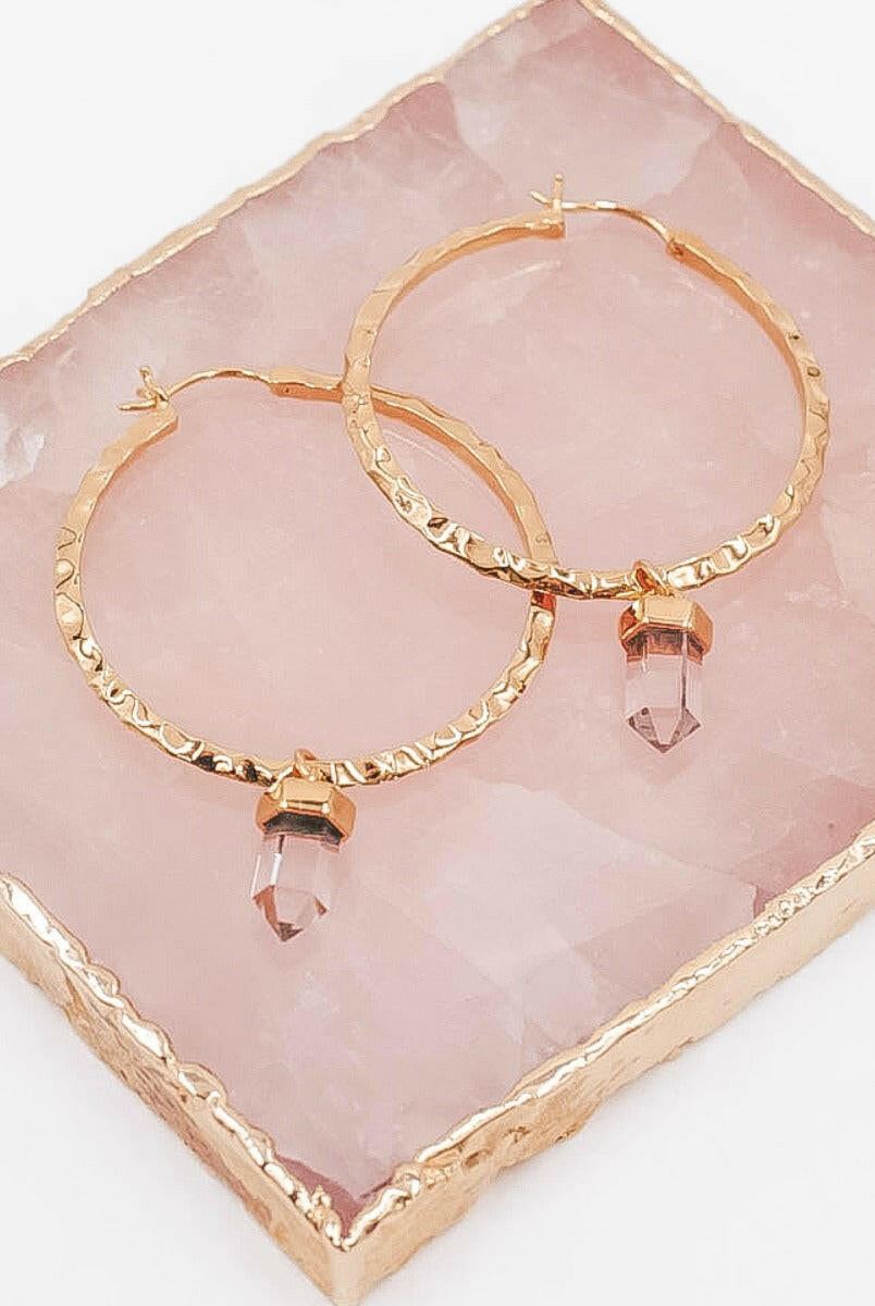 Krush Kouture: Hammered Hoop Earrings with Charm-Hoop Earrings-Krush Kandy, Women's Online Fashion Boutique Located in Phoenix, Arizona (Scottsdale Area)