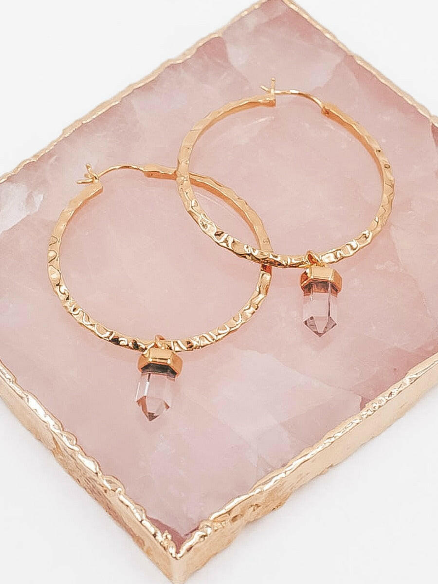 Krush Kouture: Hammered Hoop Earrings with Charm-Hoop Earrings-Krush Kandy, Women's Online Fashion Boutique Located in Phoenix, Arizona (Scottsdale Area)