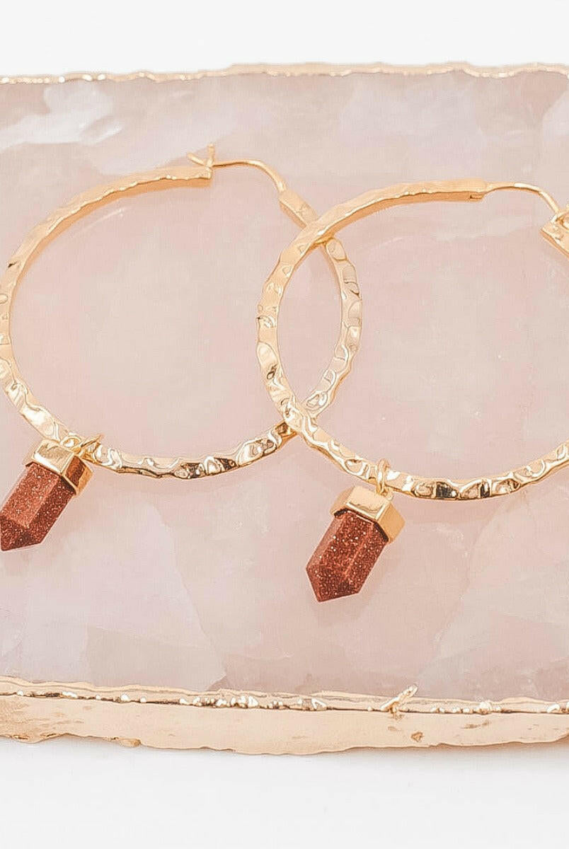 Krush Kouture: Hammered Hoop Earrings with Charm-Hoop Earrings-Krush Kandy, Women's Online Fashion Boutique Located in Phoenix, Arizona (Scottsdale Area)