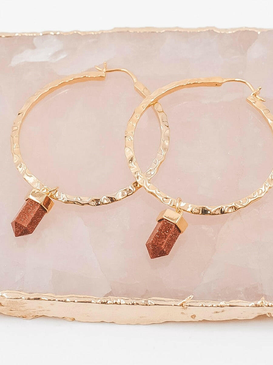 Krush Kouture: Hammered Hoop Earrings with Charm-Hoop Earrings-Krush Kandy, Women's Online Fashion Boutique Located in Phoenix, Arizona (Scottsdale Area)