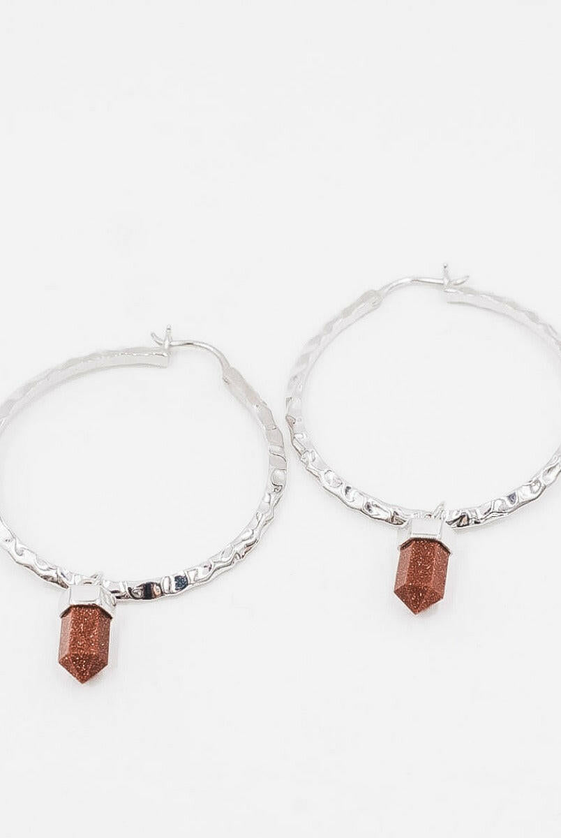 Krush Kouture: Hammered Hoop Earrings with Charm-Hoop Earrings-Krush Kandy, Women's Online Fashion Boutique Located in Phoenix, Arizona (Scottsdale Area)