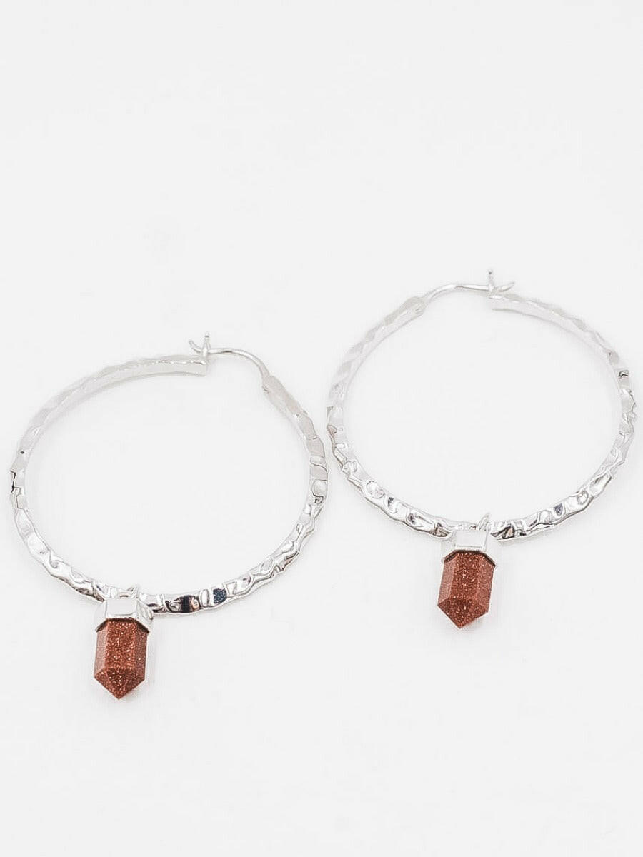 Krush Kouture: Hammered Hoop Earrings with Charm-Hoop Earrings-Krush Kandy, Women's Online Fashion Boutique Located in Phoenix, Arizona (Scottsdale Area)