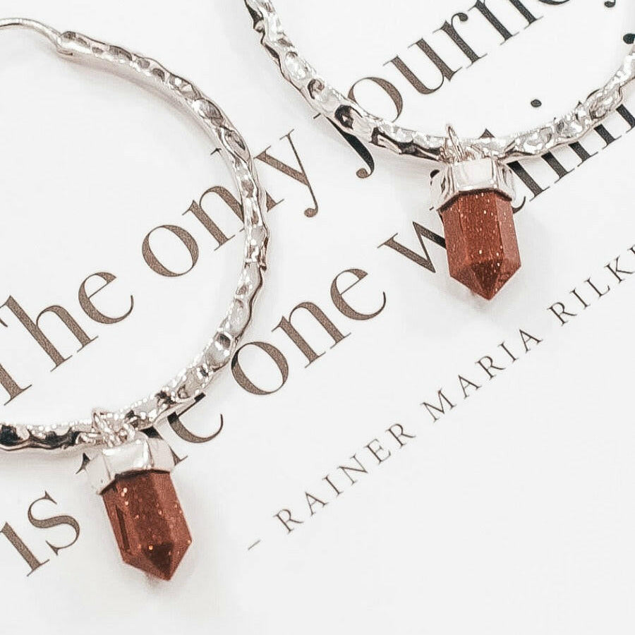 Krush Kouture: Hammered Hoop Earrings with Charm-Hoop Earrings-Krush Kandy, Women's Online Fashion Boutique Located in Phoenix, Arizona (Scottsdale Area)