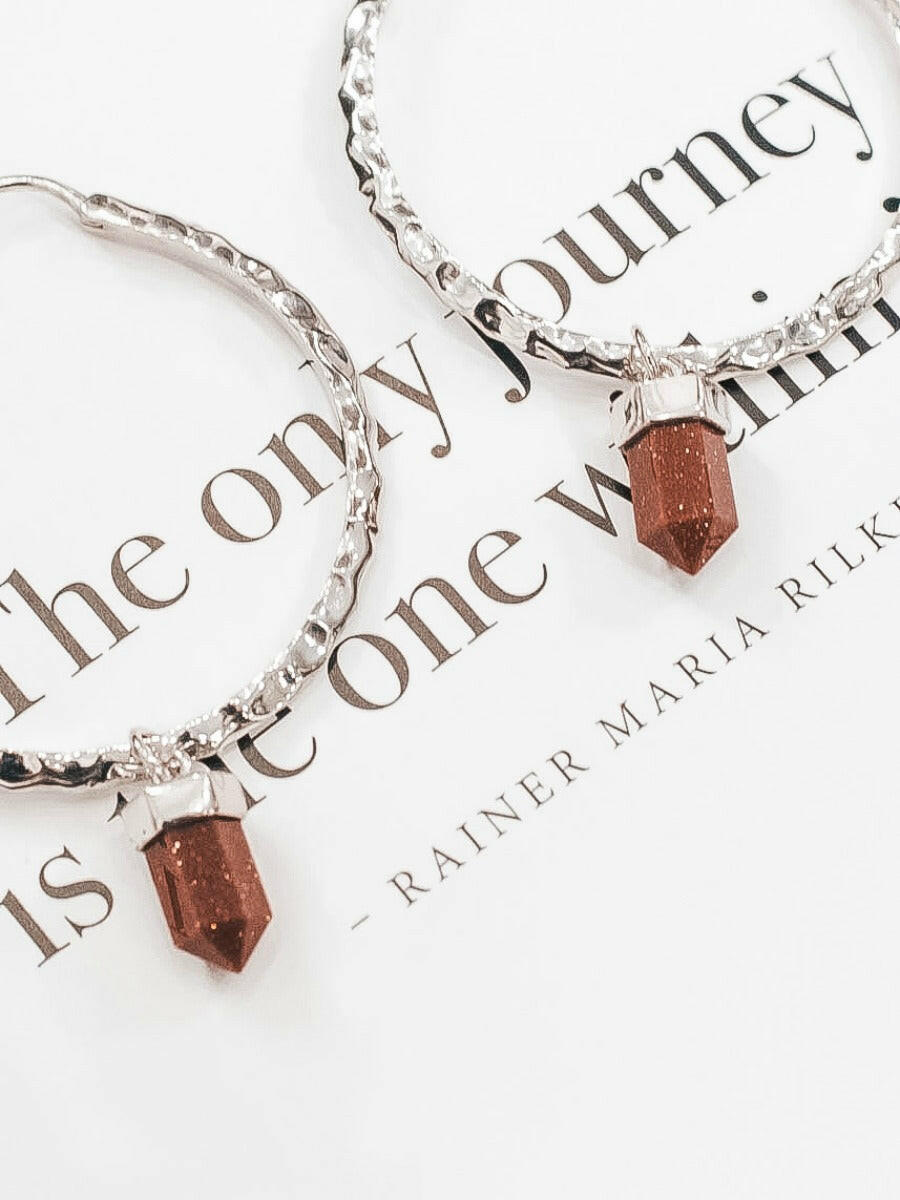 Krush Kouture: Hammered Hoop Earrings with Charm-Hoop Earrings-Krush Kandy, Women's Online Fashion Boutique Located in Phoenix, Arizona (Scottsdale Area)