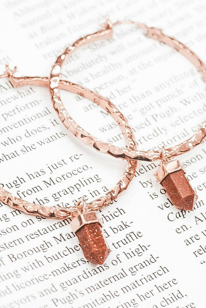 Krush Kouture: Hammered Hoop Earrings with Charm-Hoop Earrings-Krush Kandy, Women's Online Fashion Boutique Located in Phoenix, Arizona (Scottsdale Area)