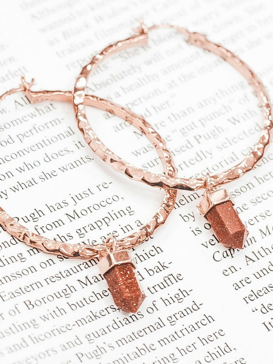 Krush Kouture: Hammered Hoop Earrings with Charm-Hoop Earrings-Krush Kandy, Women's Online Fashion Boutique Located in Phoenix, Arizona (Scottsdale Area)