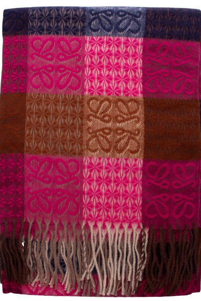Color Block Plaid Scarf with Fringe and Butterfly Design-Scarves-Krush Kandy, Women's Online Fashion Boutique Located in Phoenix, Arizona (Scottsdale Area)