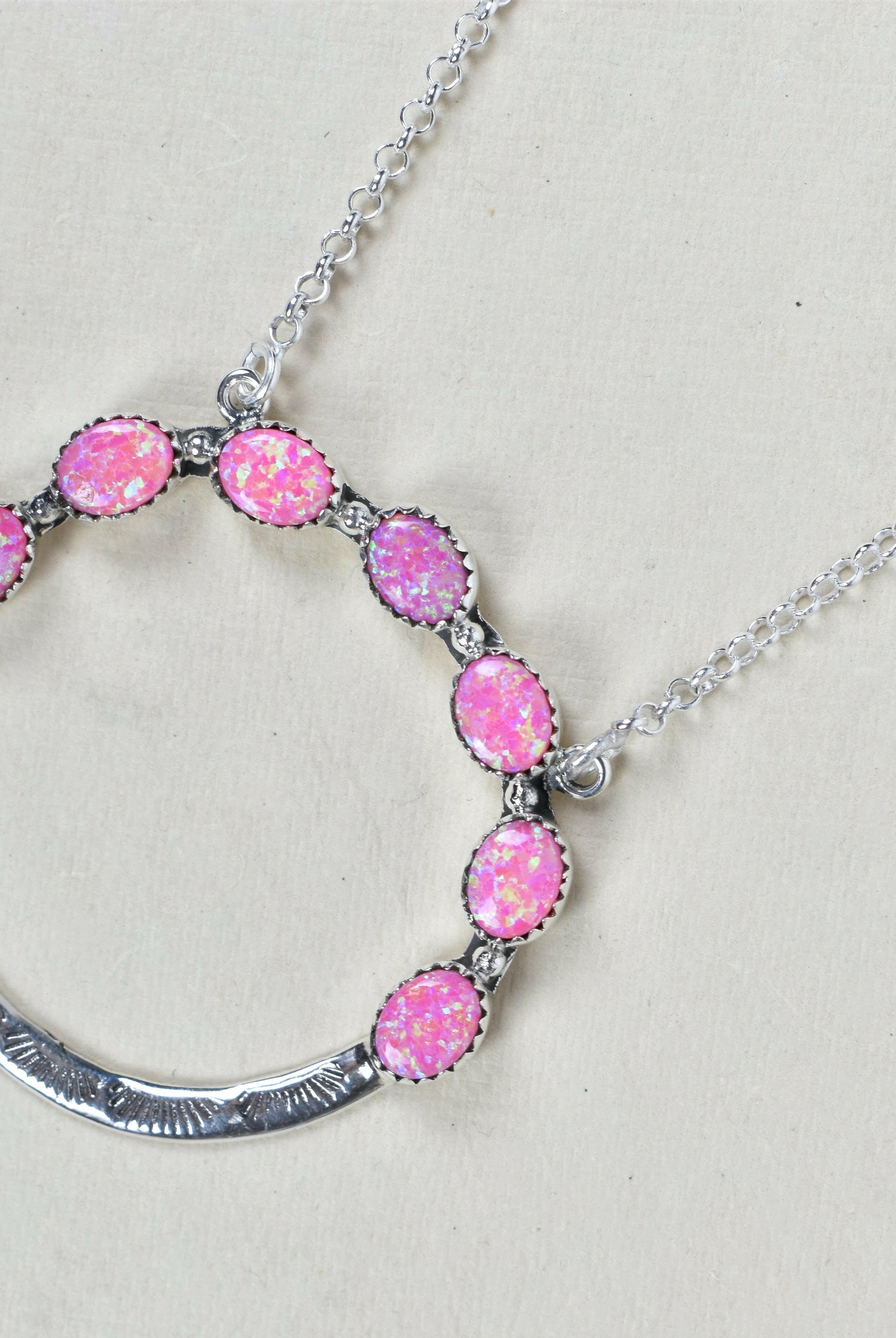 Luna's Crescent Gemstone Necklace-Pendant Necklaces-Krush Kandy, Women's Online Fashion Boutique Located in Phoenix, Arizona (Scottsdale Area)