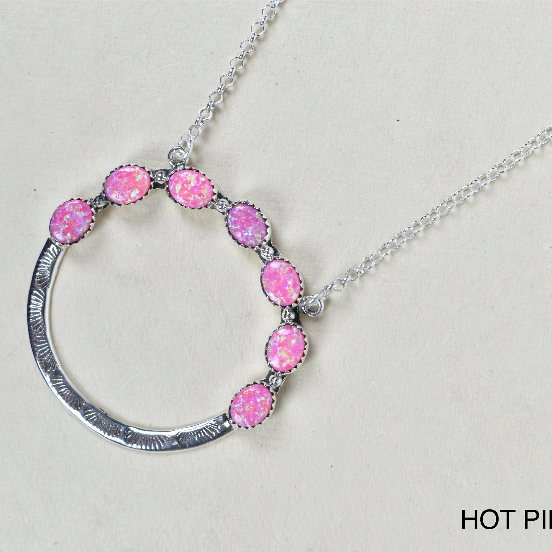 Luna's Crescent Gemstone Necklace-Pendant Necklaces-Krush Kandy, Women's Online Fashion Boutique Located in Phoenix, Arizona (Scottsdale Area)