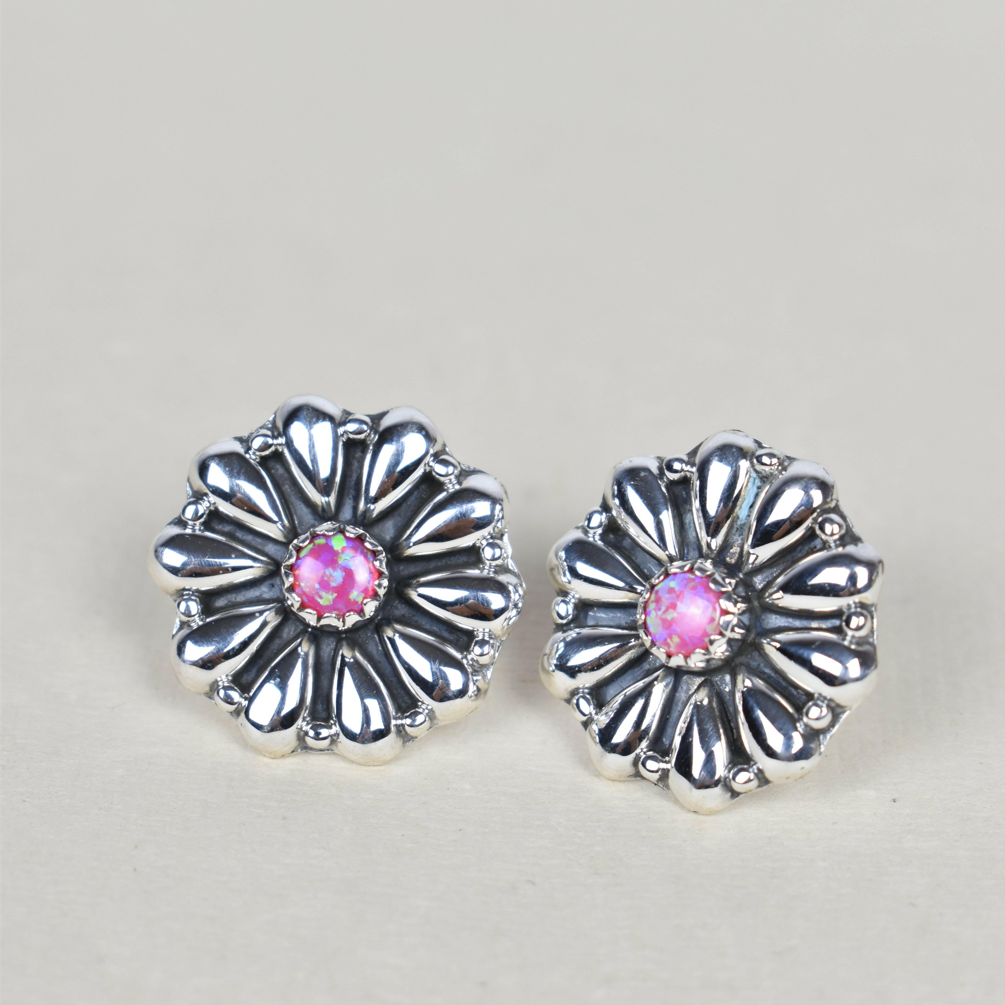 Sterling Silver Daisy Concho Stud Earrings-Stud Earrings-Krush Kandy, Women's Online Fashion Boutique Located in Phoenix, Arizona (Scottsdale Area)