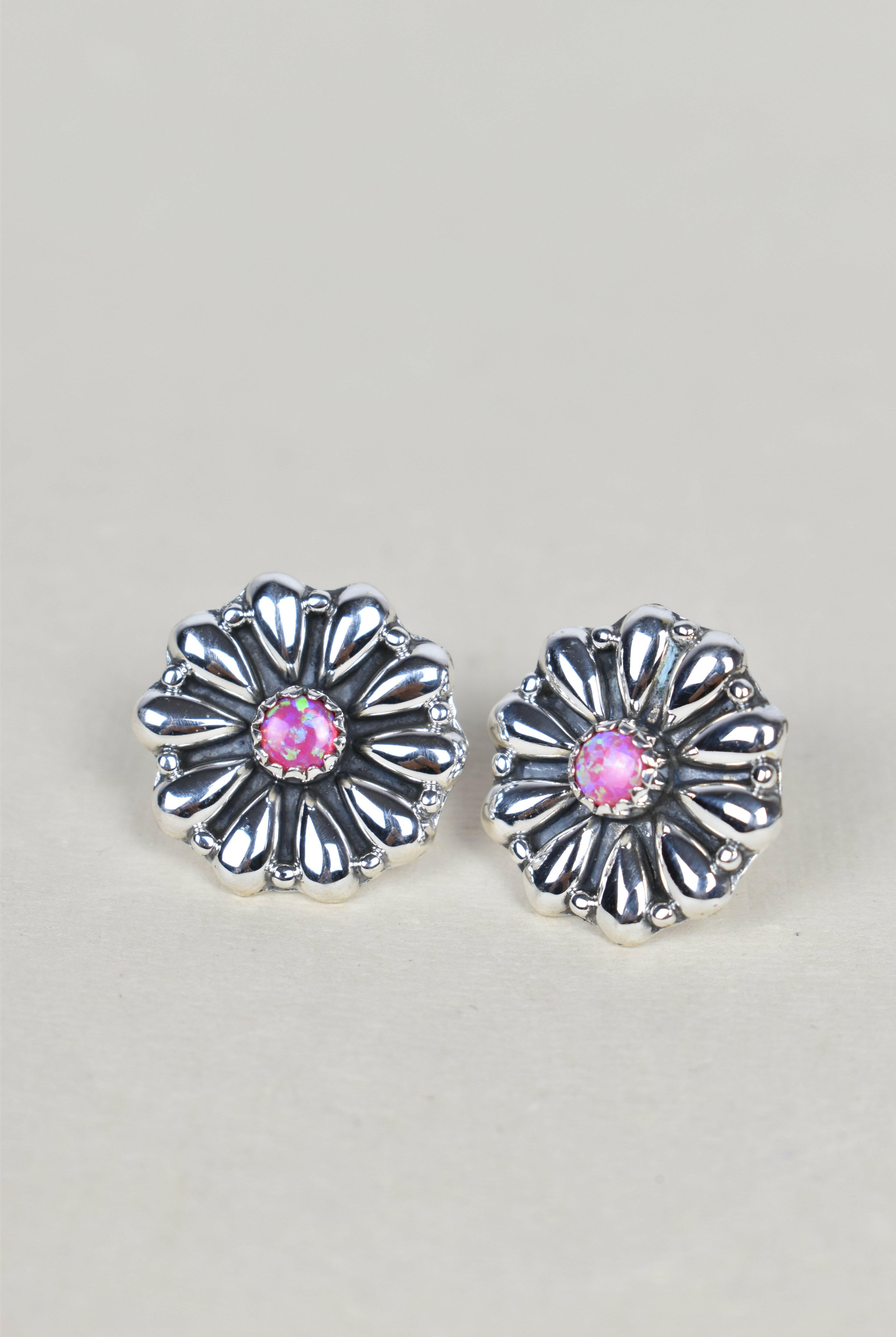 Sterling Silver Daisy Concho Stud Earrings-Stud Earrings-Krush Kandy, Women's Online Fashion Boutique Located in Phoenix, Arizona (Scottsdale Area)