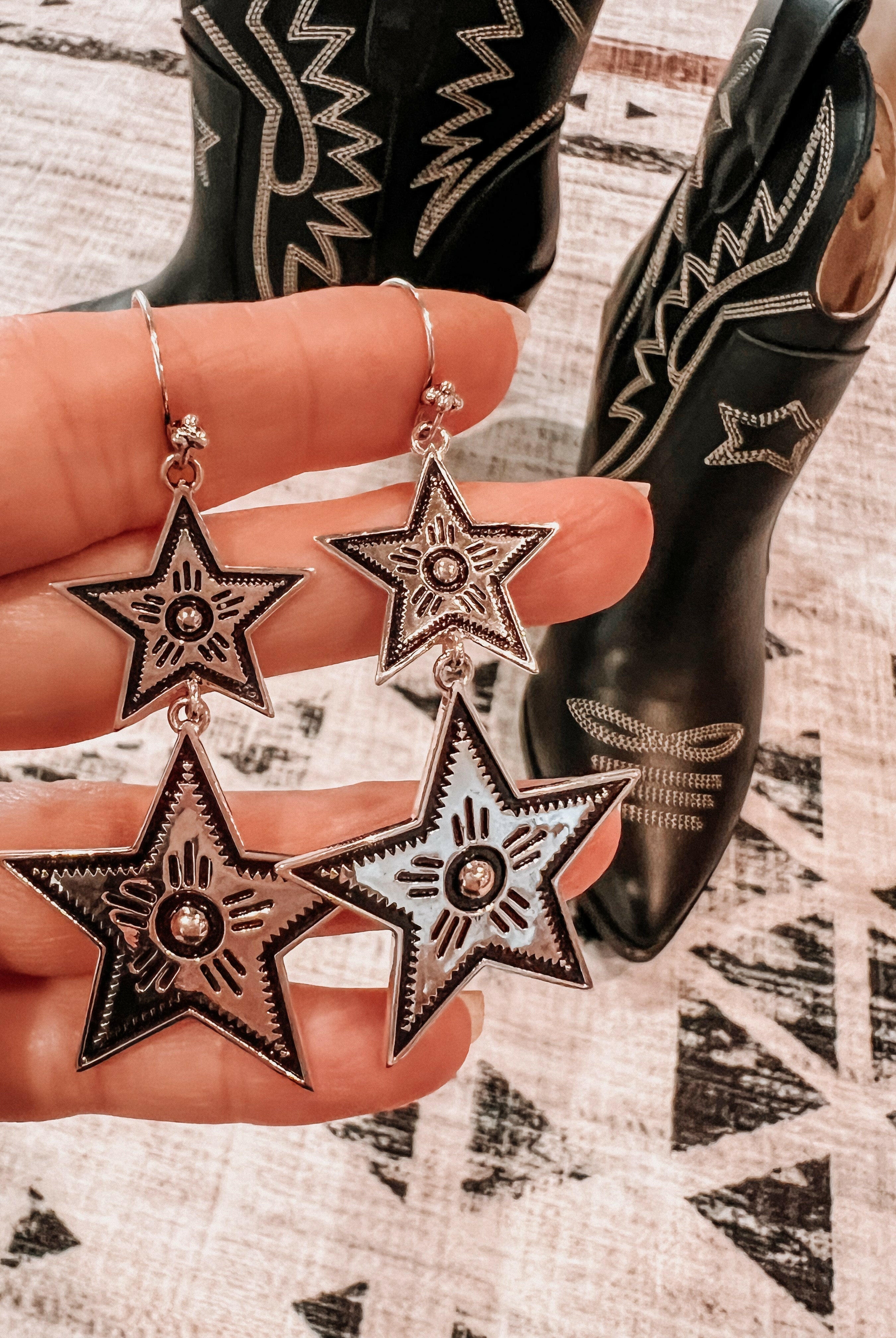 Kristyn's Western Star Chic Earrings-Krush Kandy, Women's Online Fashion Boutique Located in Phoenix, Arizona (Scottsdale Area)