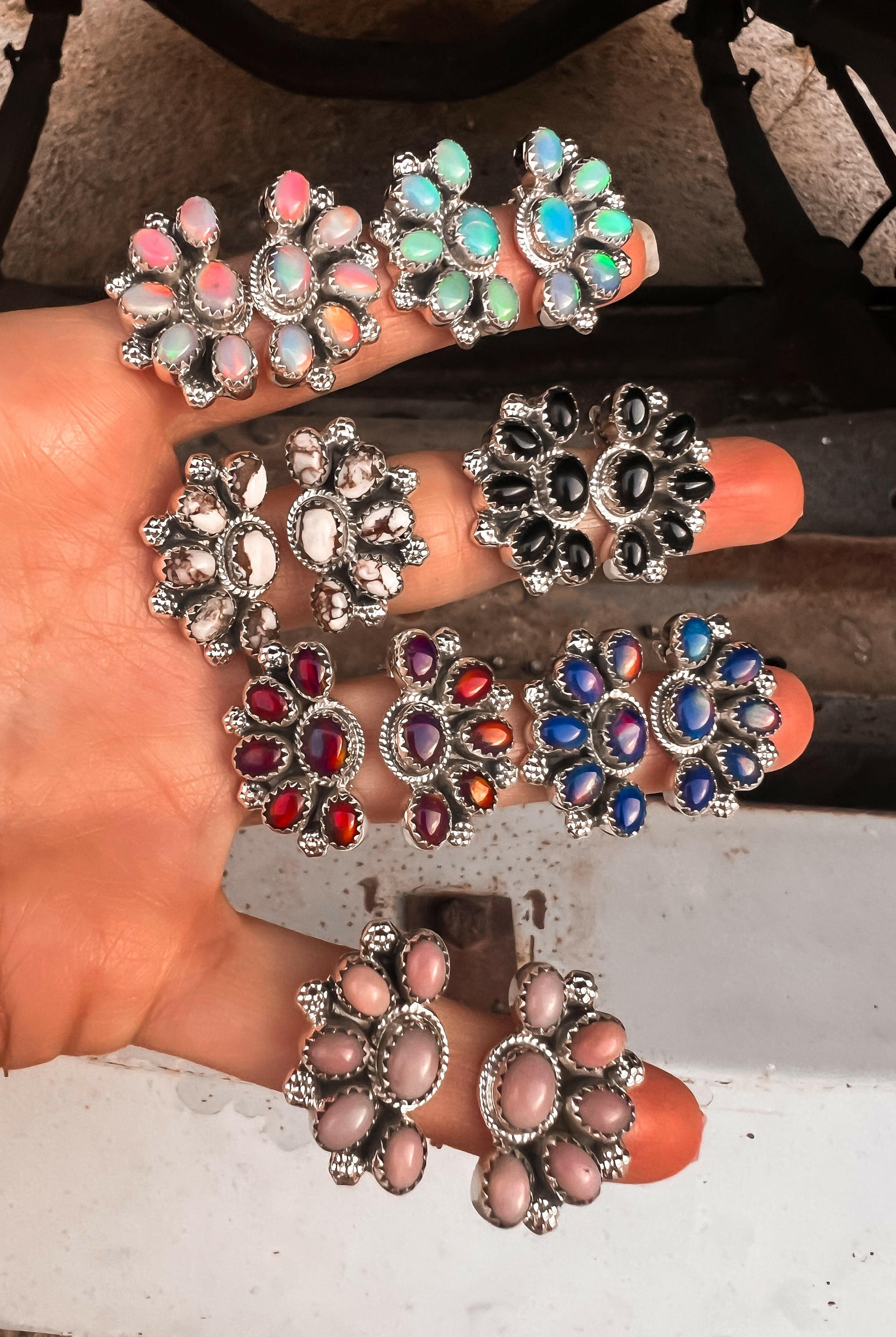 Cute Little Half Cluster Blossom Earrings-Stud Earrings-Krush Kandy, Women's Online Fashion Boutique Located in Phoenix, Arizona (Scottsdale Area)