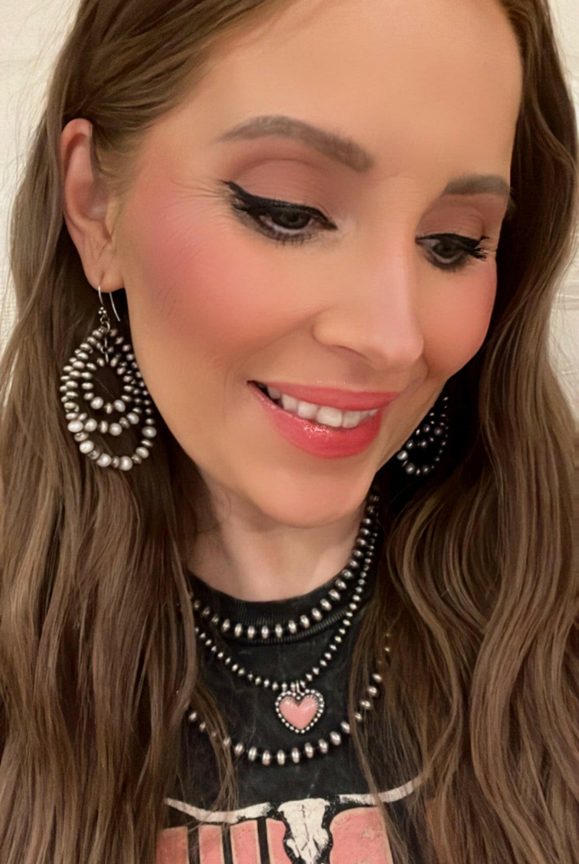 Free Spirit Triple Layer Desert Pearl Hoop Earrings-Hoop Earrings-Krush Kandy, Women's Online Fashion Boutique Located in Phoenix, Arizona (Scottsdale Area)