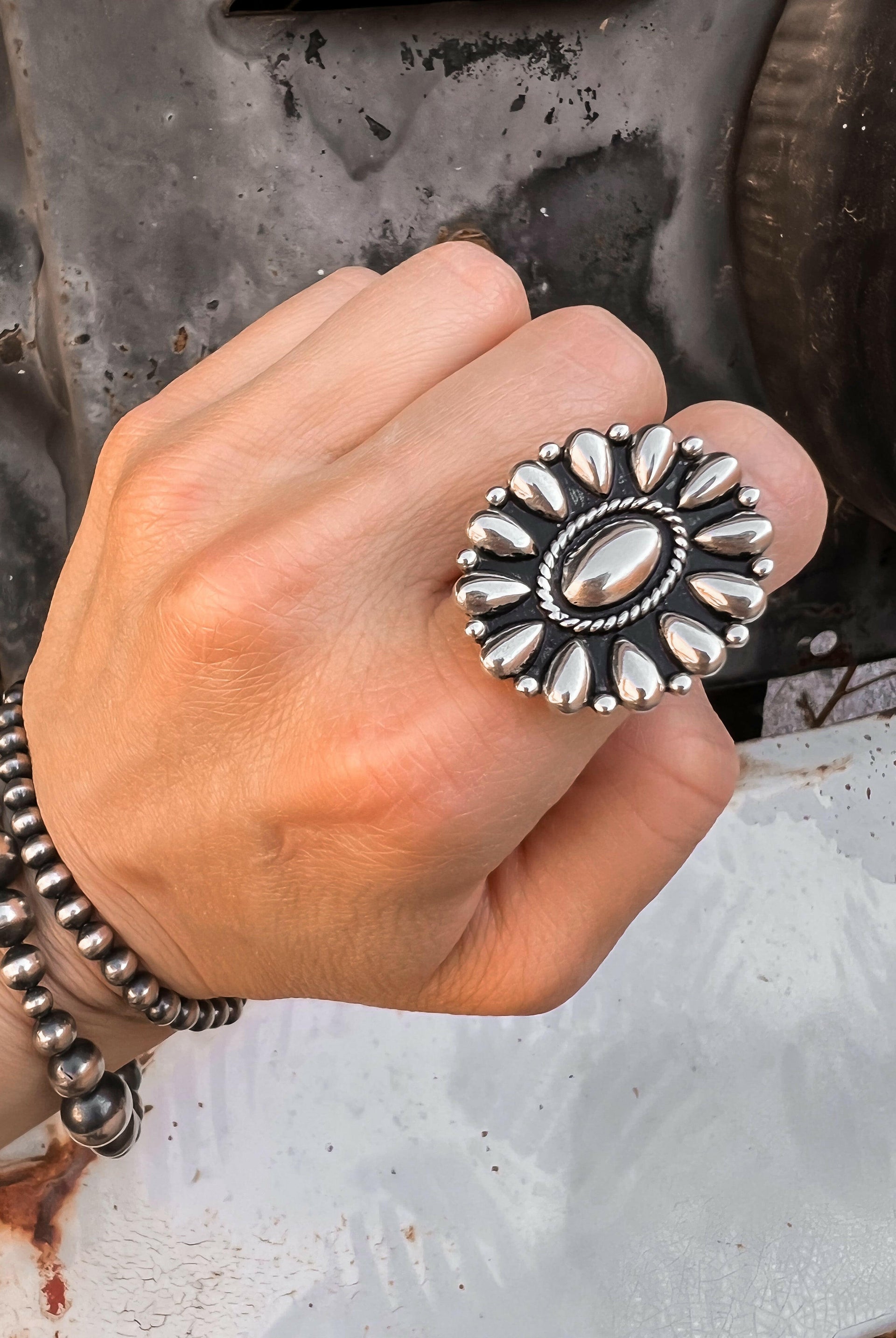 Sundown Petals Sterling Silver Ring & Earrings MADE TO ORDER-Cluster Rings-Krush Kandy, Women's Online Fashion Boutique Located in Phoenix, Arizona (Scottsdale Area)