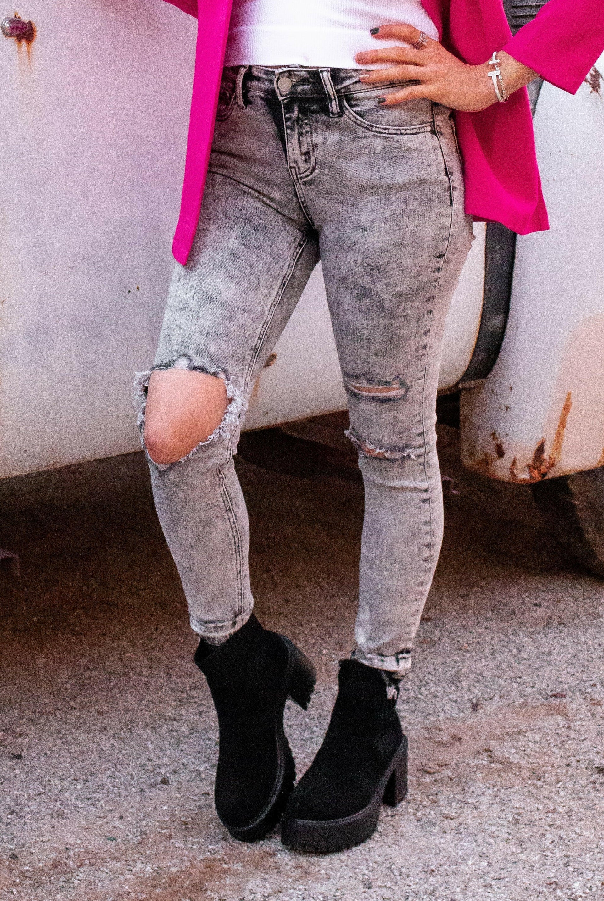 VERVET | So Sassy Distressed Acid Wash Jeans | PLUS/REG-Jeans-Krush Kandy, Women's Online Fashion Boutique Located in Phoenix, Arizona (Scottsdale Area)
