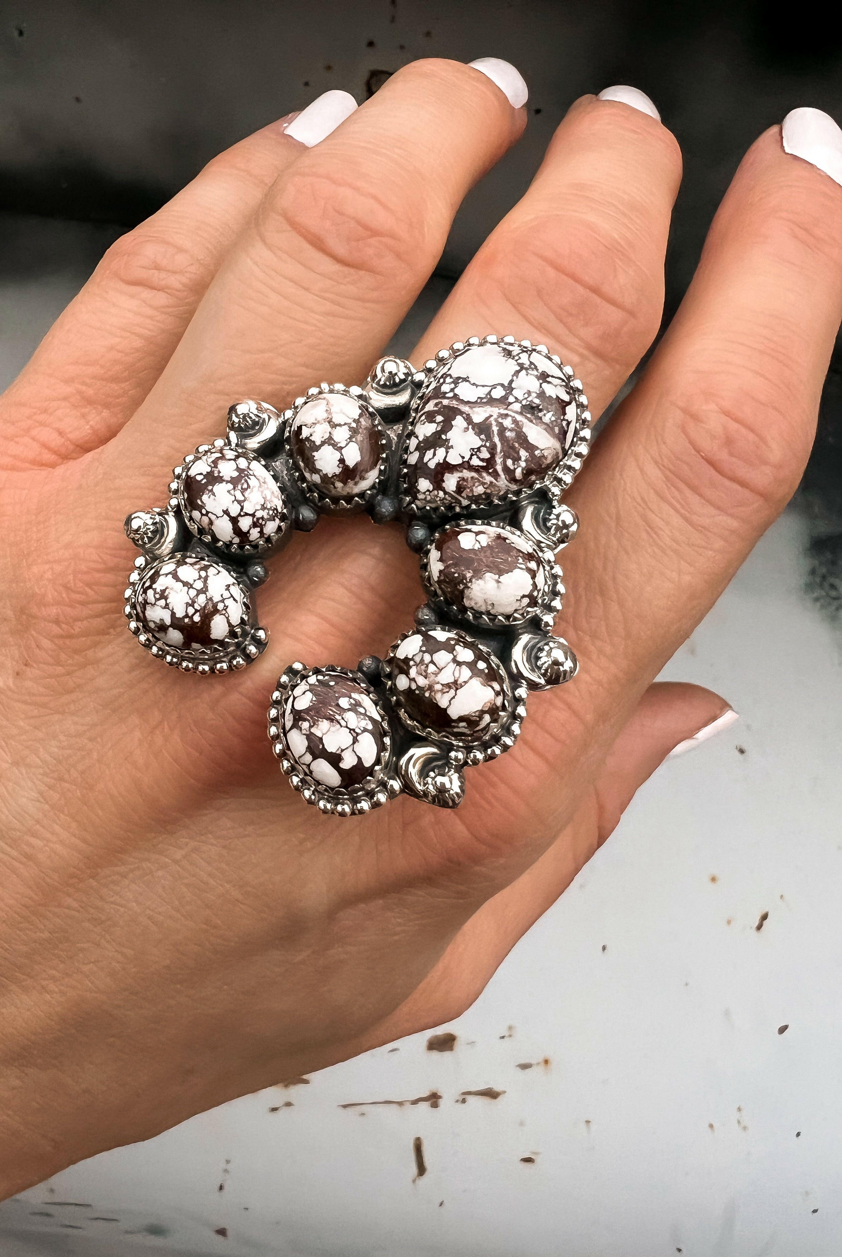 Squash Blossom Horseshoe Ring-Cluster Rings-Krush Kandy, Women's Online Fashion Boutique Located in Phoenix, Arizona (Scottsdale Area)