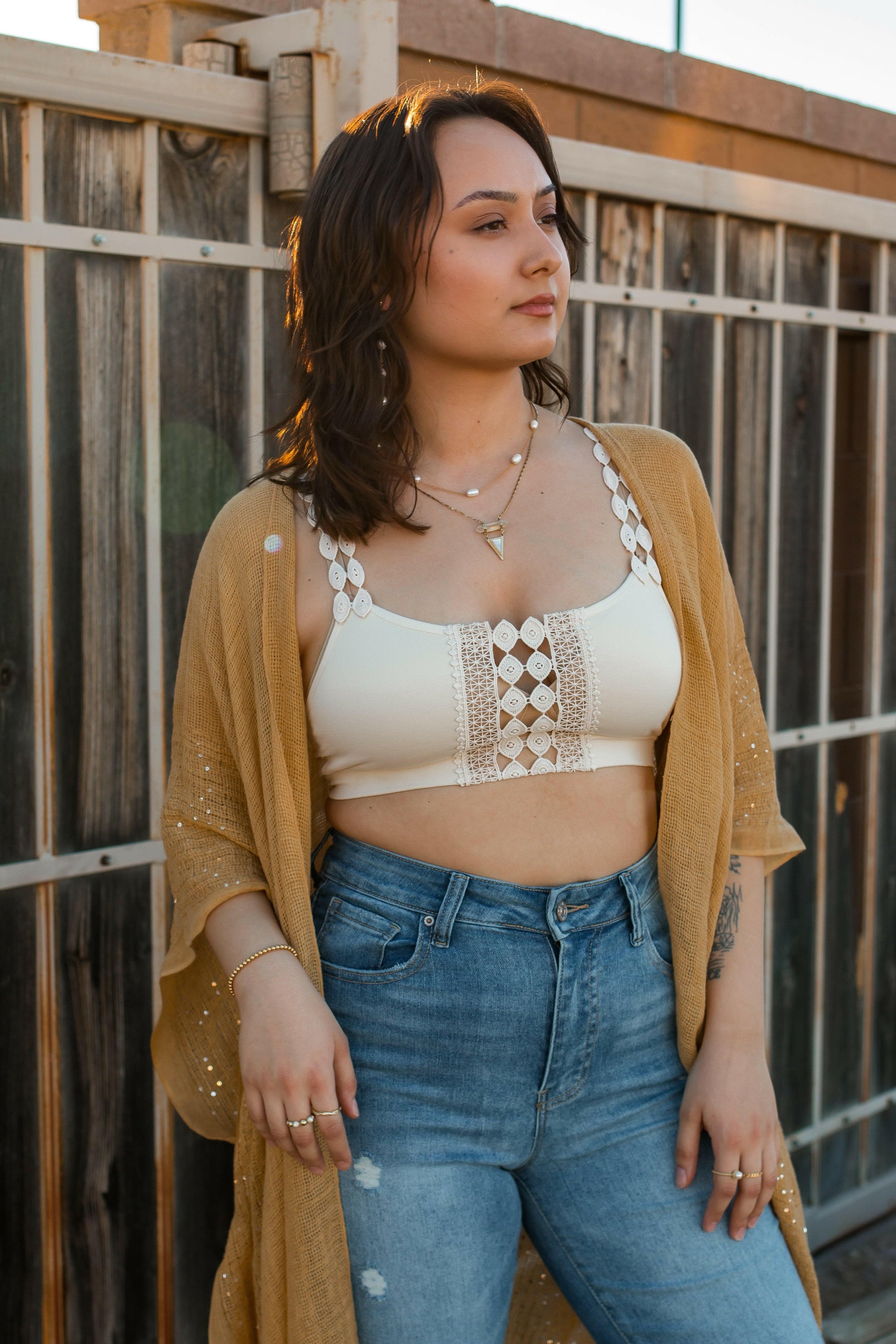 Sequin Border Frayed Trim Kimono-Kimonos-Krush Kandy, Women's Online Fashion Boutique Located in Phoenix, Arizona (Scottsdale Area)