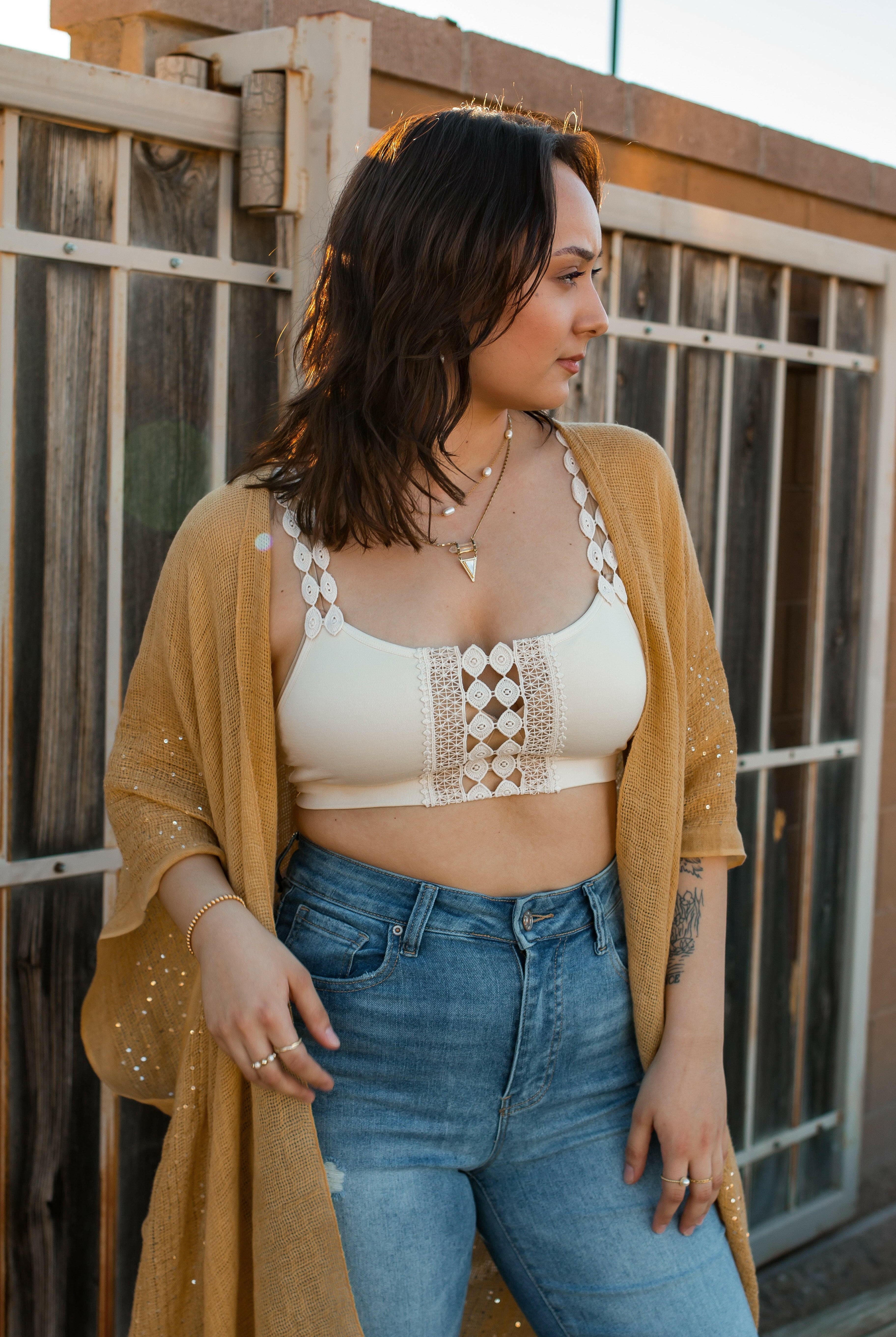 Sequin Border Frayed Trim Kimono-Kimonos-Krush Kandy, Women's Online Fashion Boutique Located in Phoenix, Arizona (Scottsdale Area)